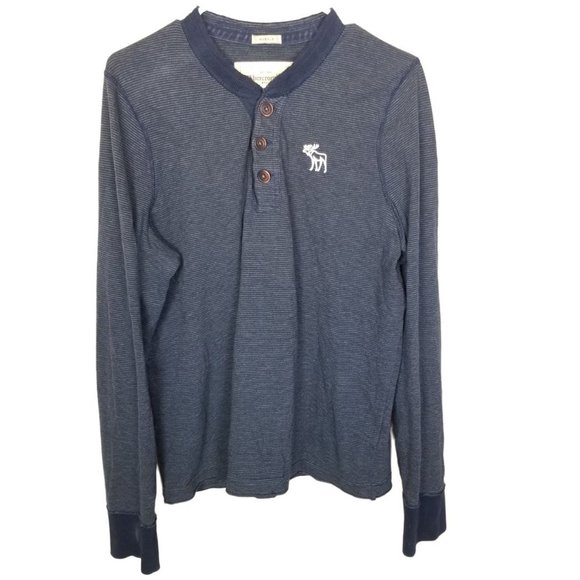 Abercrombie & Fitch Mens L Black Striped Long Slee - Picture 1 of 8